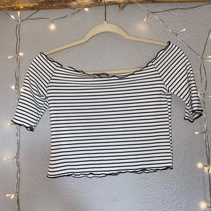 Striped off the shoulder crop top